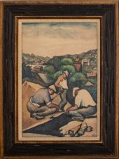 POLLAK SIGNED 'LABORERS' WATER