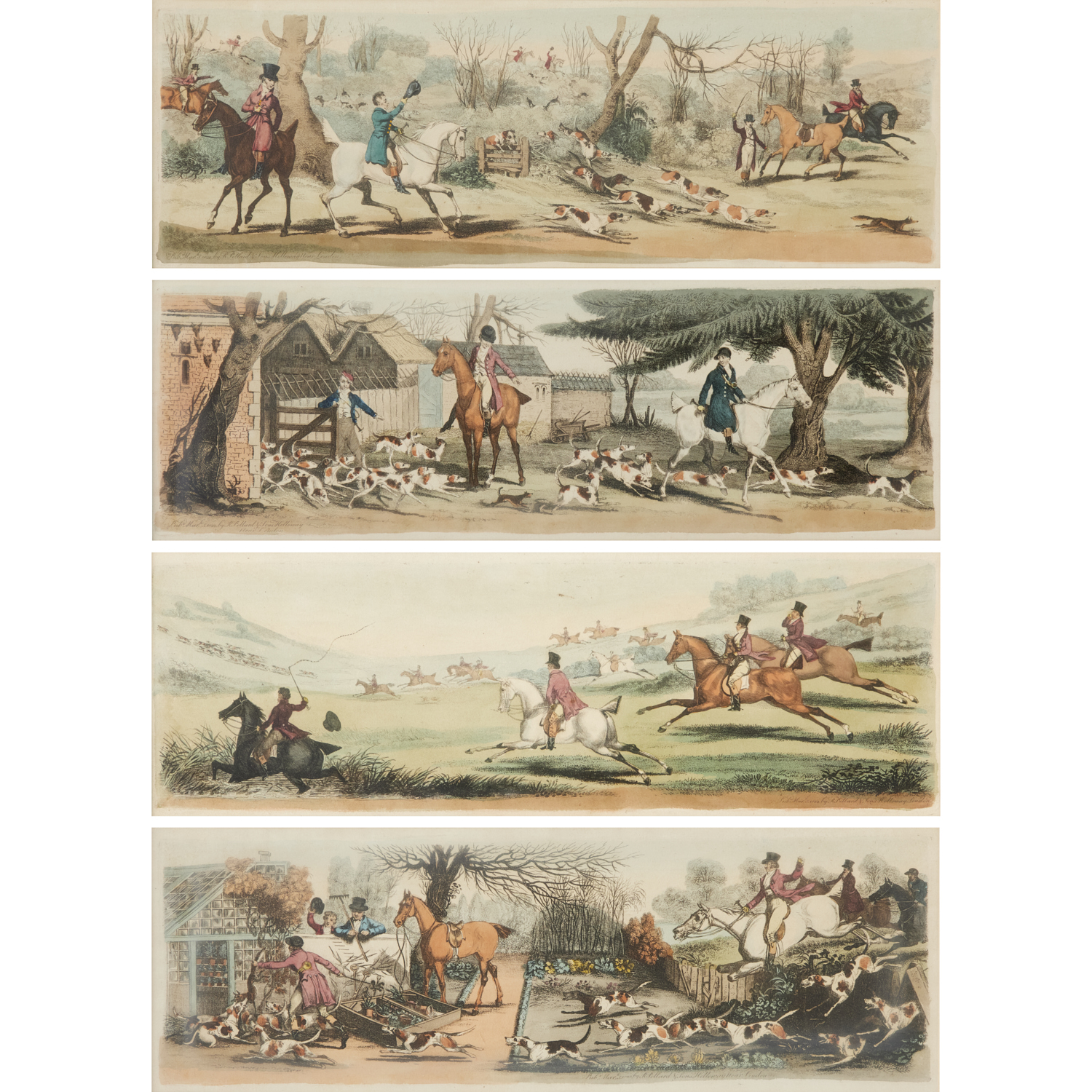 POLLARD & SONS, (4) HAND-COLORED