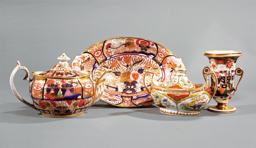 POLYCHROME AND GILT PORCELAIN