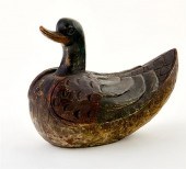 Polychrome carved wood duck de