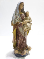 POLYCHROME CARVED WOOD MADONNA