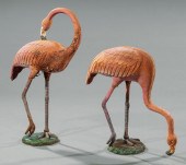 POLYCHROME CAST IRON FLAMINGO