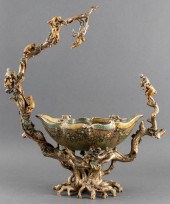 POLYCHROME CENTERPIECE W MONKE