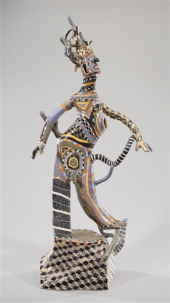 Polychrome ceramic sculpture by