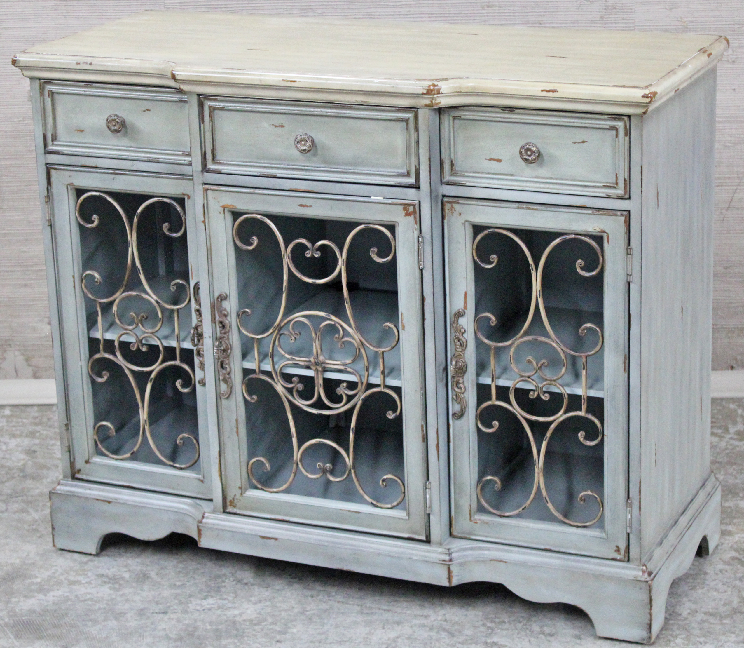 POLYCHROME OPEN METAL WORK BUFFET