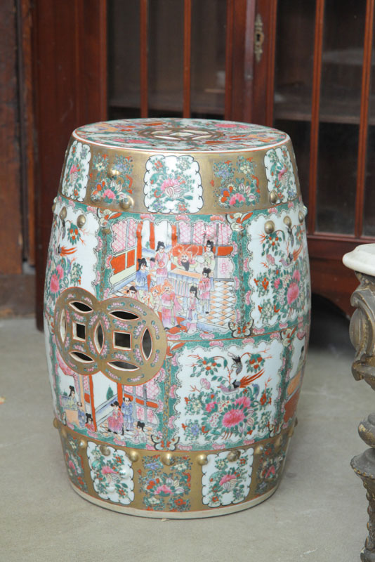 POLYCHROME ORIENTAL GARDEN SEAT.