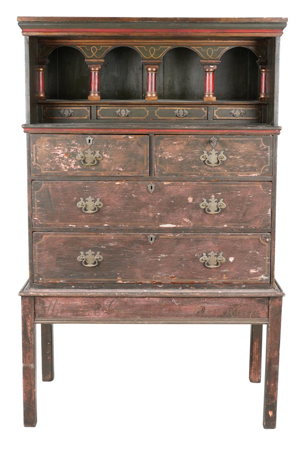 POLYCHROME-PAINTED CABINET ON