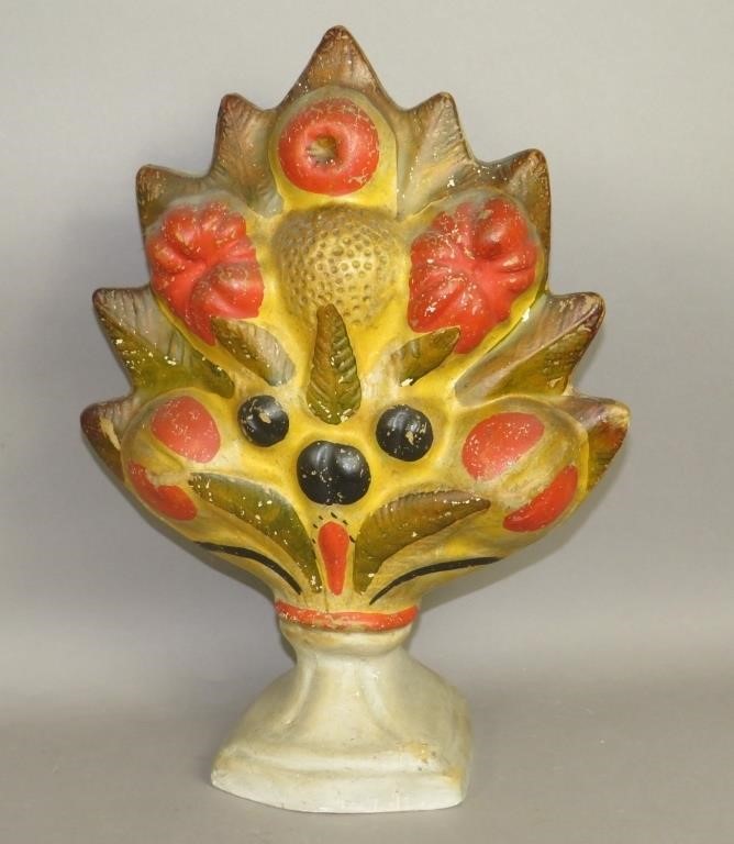 POLYCHROME PAINTED CHALKWARE MANTEL
