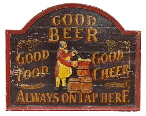 POLYCHROME PAINTED WOOD PUB OR