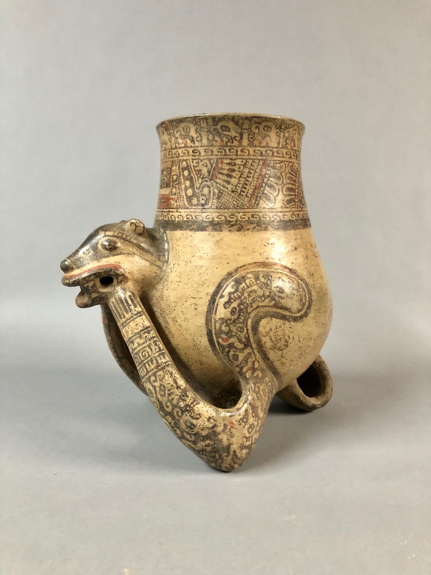 POLYCHROME POTTERY JAGUAR EFFIGY