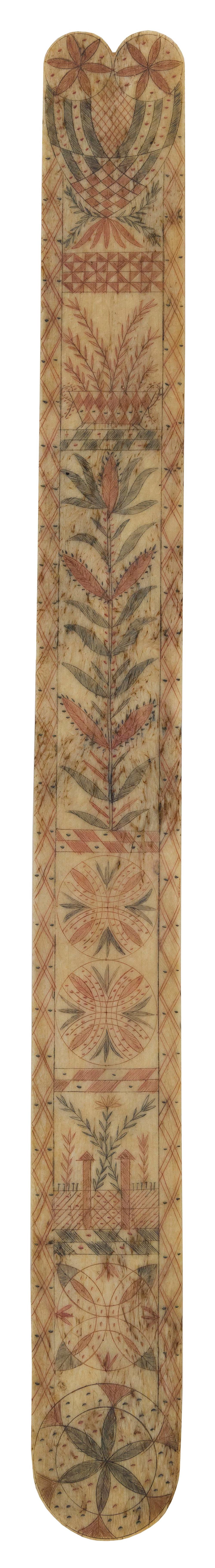 POLYCHROME SCRIMSHAW WHALEBONE BUSK