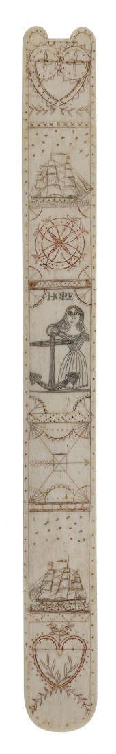 POLYCHROME SCRIMSHAW WHALEBONE