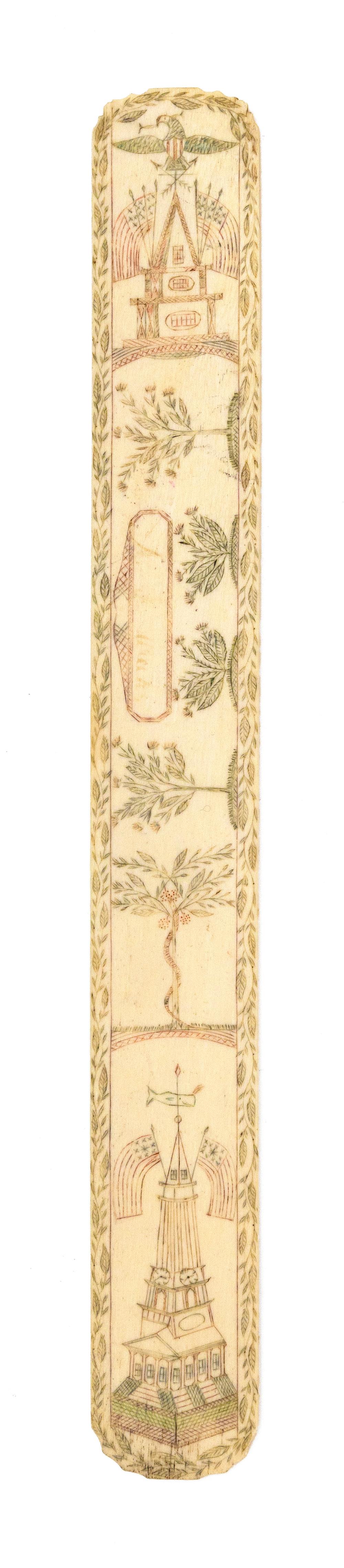 POLYCHROME SCRIMSHAW WHALEBONE BUSK