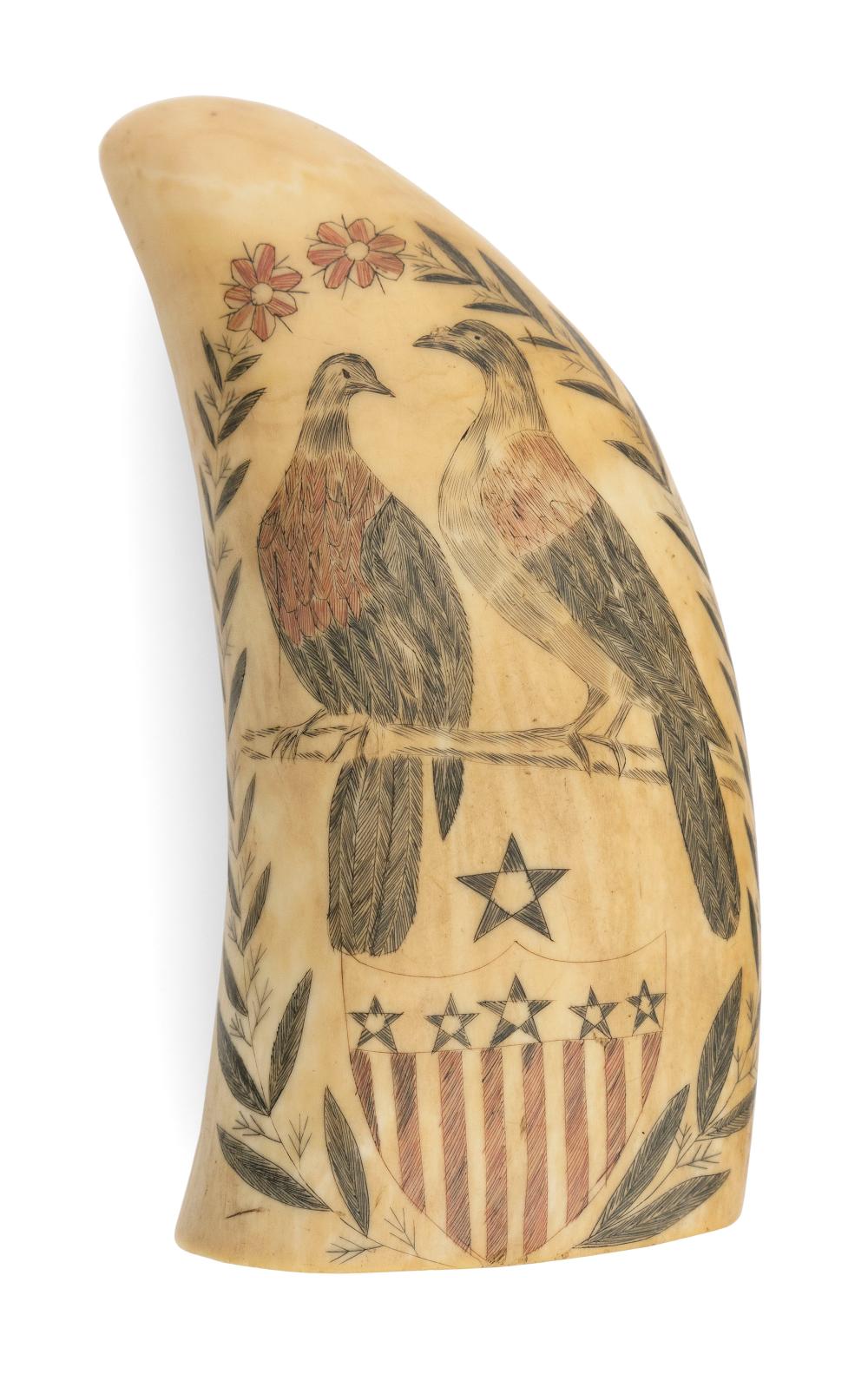 POLYCHROME SCRIMSHAW WHALE'S