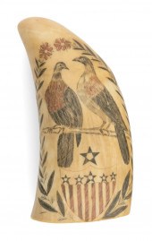 POLYCHROME SCRIMSHAW WHALE'S T