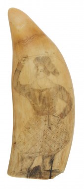 POLYCHROME SCRIMSHAW WHALE'S T