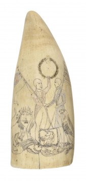 POLYCHROME SCRIMSHAW WHALE'S T
