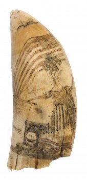 POLYCHROME SCRIMSHAW WHALE'S T