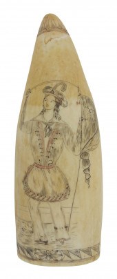 POLYCHROME SCRIMSHAW WHALE'S T