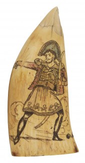 POLYCHROME SCRIMSHAW WHALE'S T