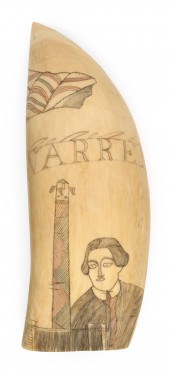 POLYCHROME SCRIMSHAW WHALE'S T