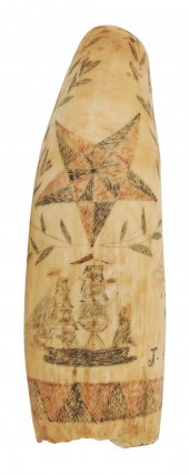 POLYCHROME SCRIMSHAW WHALE'S T