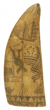 POLYCHROME SCRIMSHAW WHALE'S T