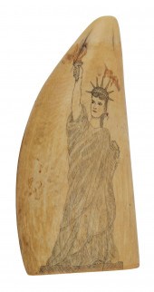 POLYCHROME SCRIMSHAW WHALE'S T