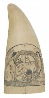 POLYCHROME SCRIMSHAW WHALE'S T