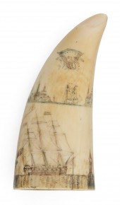 POLYCHROME SCRIMSHAW WHALE'S T