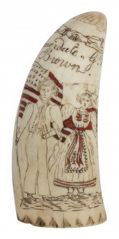 POLYCHROME SCRIMSHAW WHALE'S T