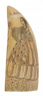 POLYCHROME SCRIMSHAW WHALE'S T