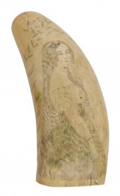 POLYCHROME SCRIMSHAW WHALE'S T