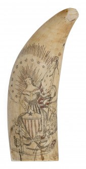 POLYCHROME SCRIMSHAW WHALE'S T