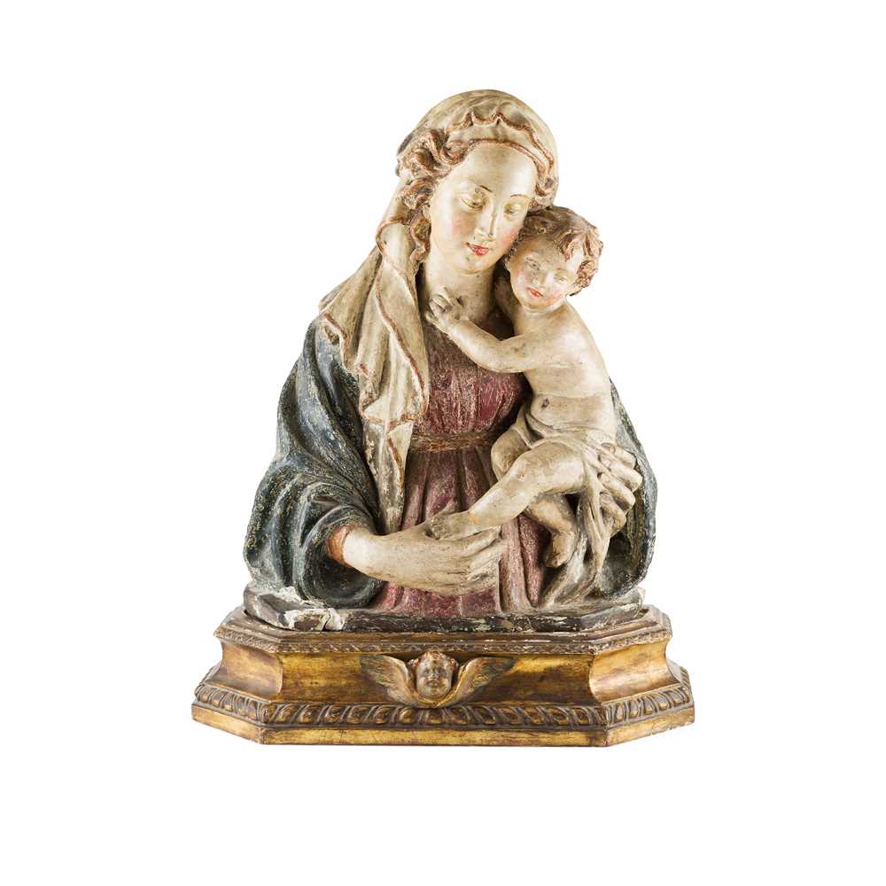 POLYCHROME STUCCO FIGURE GROUP OF