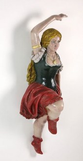 POLYCHROME WOOD CARVING OF A F