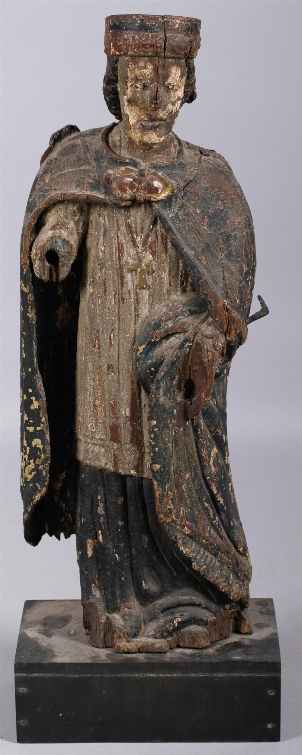POLYCHROME WOOD FIGURE OF A MALE