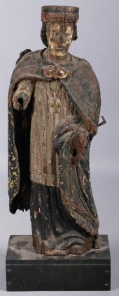 POLYCHROME WOOD FIGURE OF A MA