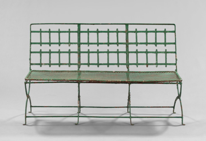 Polychromed Cast-Iron Garden Bench,