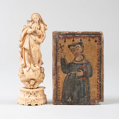 POLYCHROMED ICON OF ST. FRANCIS AND