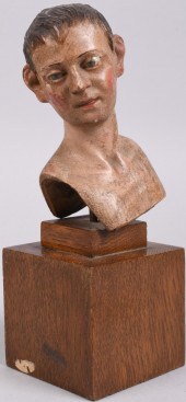 POLYCHROMED LIMEWOOD HEAD OF A