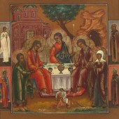 POLYCHROMED RUSSIAN ICON 14" x