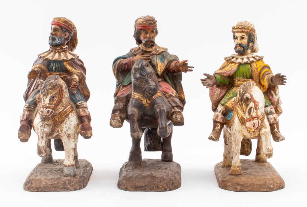 POLYCHROMED WOOD SCULPTURES OF 3