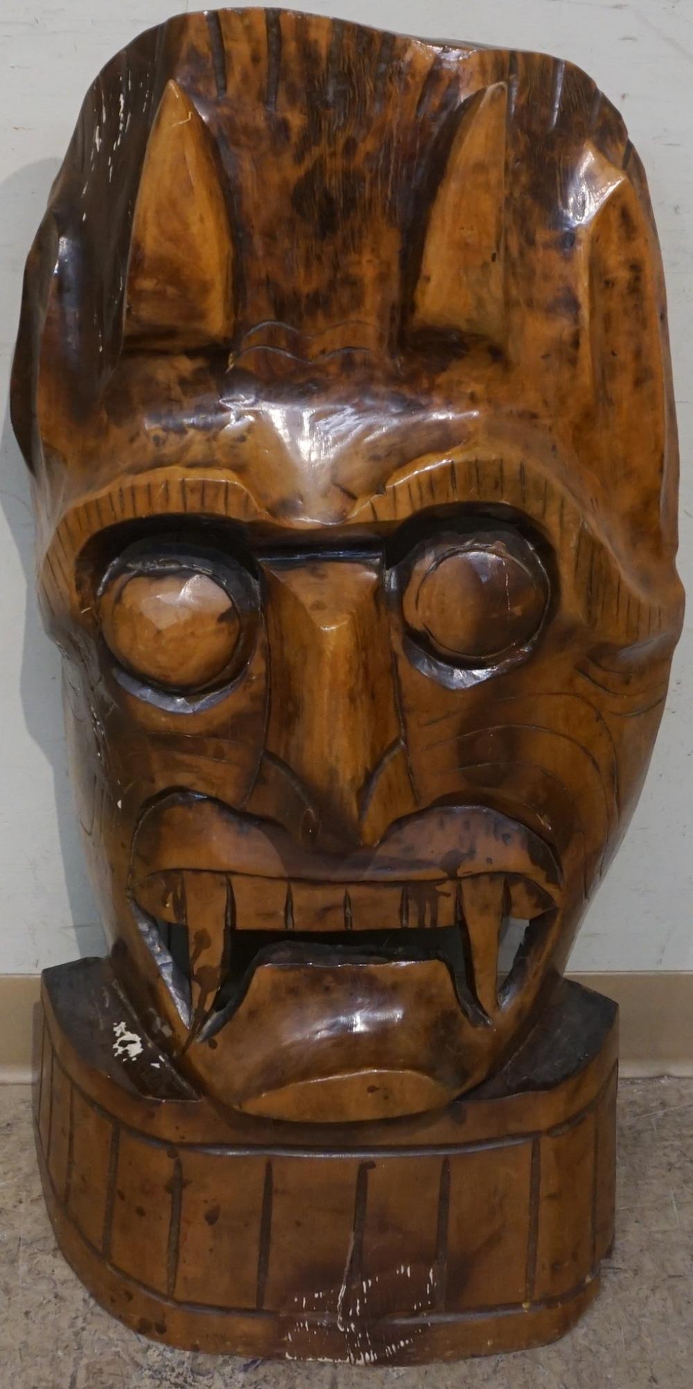 POLYNESIAN CARVED FRUITWOOD MASK H: