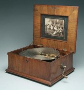 Polyphon music box, lid with i