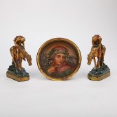 POMPEIAN BRONZE BOOKENDS & BRA