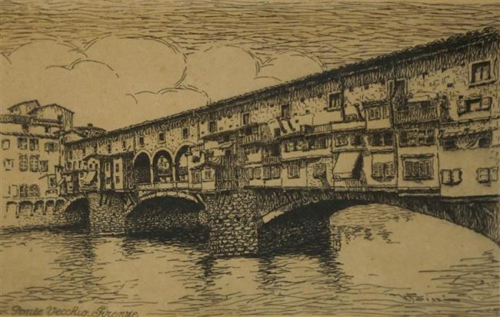 PONTE VECCHIO FIRENZE, ETCHING,