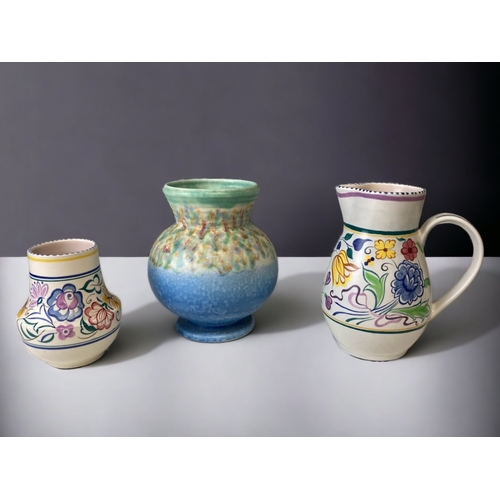 POOLE POTTERY 'FLOWERS' JUG & VASE.