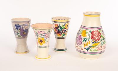 Poole Pottery, four floral vases,