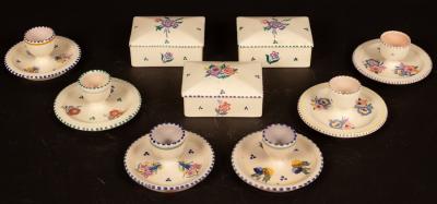 Poole Pottery, six floral decorated
